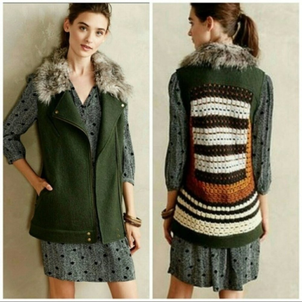 Anthropologie Elevenses Crochet Vest